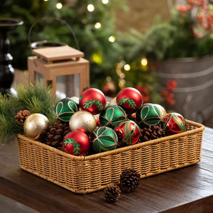 Decoraciones navideñas, bolas de plástico galvanizadas de 6cm, 24 piezas, adornos pintados, adornos colgantes para decoración de árboles de Navidad - Product Image 2