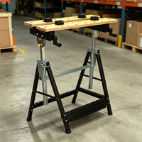 Chevalet pliable durable à bas prix, hauteur réglable, banc de travail avec construction en acier et en bois, capacité de charge de 100 kg