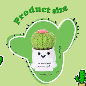 Positif <span class=keywords><strong>Cactus</strong></span> Crochet Super Doux En Peluche Encourager Pomme De Terre Carte Plante Pot Drôle Vie Crochet Poupée Soulagement Du Stress Cadeau Décoration - Product Image 2