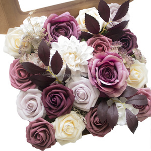 Vente en gros <span class=keywords><strong>de</strong></span> roses en soie artificielles, combo <span class=keywords><strong>de</strong></span> fleurs mélangées pour mariage, bouquets <span class=keywords><strong>de</strong></span> mariée, fleurs artificielles magnifiques, bricolage - Product Image 3