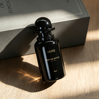 Flacon de parfum en verre noir à baïonnette personnalisé de 50 ml, flacon de parfum vide de luxe avec boîte
