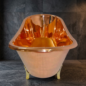 Baignoire ronde autoportante en cuivre faite à la main avec finition antique, durable et écologique pour le bain - Artisanat indien - Product Image 3