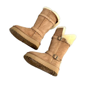 Sepatu Bot Salju Bulu Cokelat dengan Desain Tali Sepatu Berlapis Ganda - Product Image 5