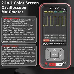 Osciloscopio Digital ZOYI ZT-701, Multímetro, Ancho de Banda de 5MHZ, 2 Canales, Multímetro 2 en 1, Medidor AVO - Product Image 2