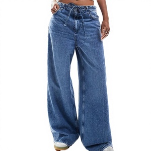 <span class=keywords><strong>Jean</strong></span> en denim de coton pour femme, taille mi-haute, coupe droite, 100% coton, bleu délavé, haute qualité - Product Image 1