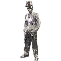 Personnalisable Chanteur Club Scène Danse Performance Porter Argent Miroir Homme Costume Miroir Femmes Robe Verre Robot Costume