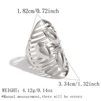 Anillo de Dedo Grande de Acero Inoxidable Hueco al por Mayor para Mujer, Impermeable, con PVD de 18K, Accesorios de Mano, Joyería de Moda, Regalo
