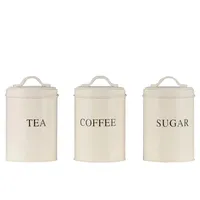 WeVi Großhandel Custom Kitchen Storage Set von 3 Dosen Glas Kaffee Tee Zucker Edelstahl Metall Kanister Sets mit Deckel