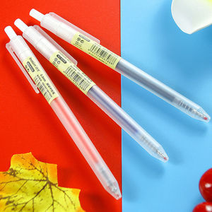 Push Button Gel <b>Pen</b> 0.5mm Stainless Steel Tip Plastic Shell Black Red Blue Ink Office School Use Transparent Body - Product Image 4
