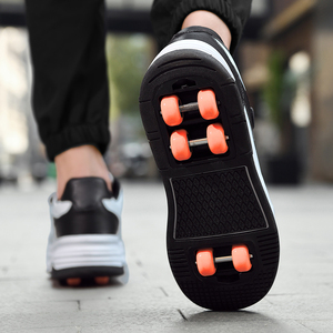 <span class=keywords><strong>Chaussures</strong></span> <span class=keywords><strong>à</strong></span> <span class=keywords><strong>roulettes</strong></span> détachables tendance en cuir respirant pour adultes et enfants - Product Image 3