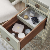 Table console en bois coulé à fermeture douce de luxe avec éléments décoratifs réglables et miroir pour meubles de chambre à coucher