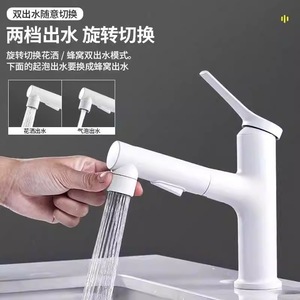 Gunmetal Gray Pull Out Basin Faucet Single Handle Ceramic Valve Core Deck <b>Mounted</b> For Washbasin - Product Image 5