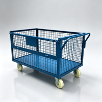 Chariot roulant en treillis métallique pour entrepôt avec poignée, cage à roulettes industrielle pour le transport de marchandises