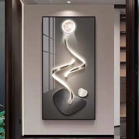 Vente en gros d'art mural en cristal imprimé numériquement de luxe personnalisé avec cadre pour la décoration de la maison et l'accrochage d'œuvres d'art (avec peintures de paysages LED)