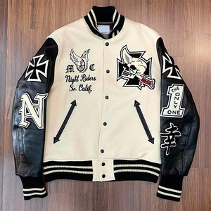 Custom Logo Varsity <strong>Jacket</strong> Couple College Baseball <strong>Men's</strong> <strong>Jacket</strong> <strong>Leather</strong> Sleeves Embroidery Black Letterman Varisty <strong>Jacket</strong> - Product Image 5