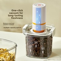 Pot de conservation électrique carré en plastique sous vide, hermétique et anti-humidité, pour café en grains, céréales et autres aliments.