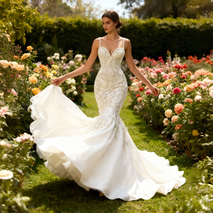 Nuevo Vestido <span class=keywords><strong>de</strong></span> <span class=keywords><strong>Novia</strong></span> <span class=keywords><strong>de</strong></span> Alta Calidad, Estilo Bohemio, <span class=keywords><strong>con</strong></span> <span class=keywords><strong>Encaje</strong></span>, Cintura Ajustable, Lavable, Ligero, Súper Femenino, Transparente, Sexy, Estilo Sirena - Product Image 2
