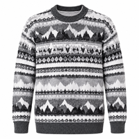 Pull en tricot jacquard personnalisé pour homme, motif nordique, col rond, tricotage en laine d'hiver, fabricant OEM