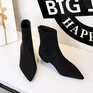 New Style 2026 Pointed Toe Faux Suede Nude Fashion Zipper Solid Color Ankle <b>Boots</b> - Product Image 6