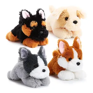 Set mainan hewan boneka anjing mewah Corgi Schnauzer Golden Retriever Jerman empuk empuk anjing gembala boneka binatang mewah