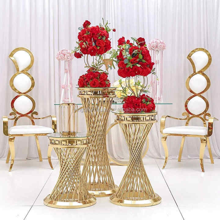 Modern Golden Luxury Wedding Table and Chair Cake Stands Decoration ...