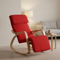 Chaise longue à bascule moderne en bois, hauteur réglable, repose-pieds, revêtement en tissu pour salon, chambre, hôtel