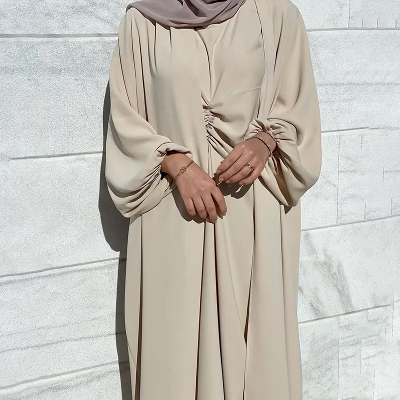 Abaya Hochwertige Nida Abaya Slip Match Hijab 2-teiliges Set Islamische Kleidung Frauen EID Simple Modest Wear