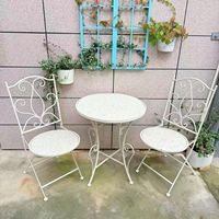 Ensemble table et chaises pliantes contemporaines en fer forgé pour extérieur, design durable pour cour, balcon, jardin