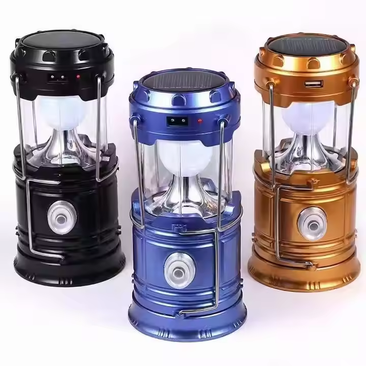 High Quality Outdoor Waterproof IP55 Solar Power Charging Latern Plastic Portable Telescopic USB Rechargeable Folding Outdoor