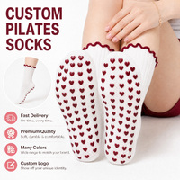 Chaussettes de yoga antidérapantes Grippy New East Athletic Crew, chaussettes personnalisées en coton tricotées et brodées, chaussettes de Pilates antidérapantes OEM