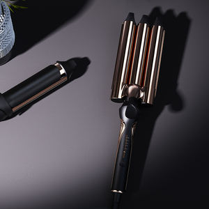 Rizador de Pelo Eléctrico para Uso Doméstico, Rizador de Ondas Grandes de Tres Barriles Dorado, <span class=keywords><strong>Plancha</strong></span> de Cerámica de Turmalina - Product Image 5