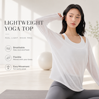 Ensemble de yoga 2 pièces pour femme avec logo personnalisé, haut court à manches longues et leggings taille haute sans couture, tenue de sport et de fitness