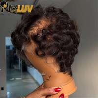 Perruque Chioma en promotion, coupe pixie, dentelle transparente HD 13x4, noire naturelle, 100% cheveux humains bruts, pour personnes noires