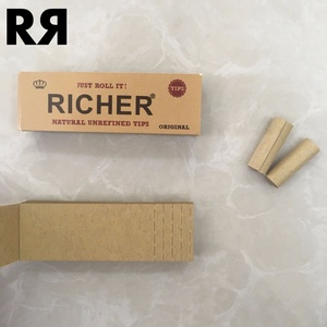 Richer Unbleached 60x20mm 150 GSM Anti-Curl Virgin Wood Pulp Non-Pore Rolling Filter Tips 50 <b>Leaves</b>/Booklet for Smoking Paper - Product Image 3