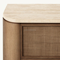 MYHOME 2025 Meuble de chambre à coucher moderne de luxe antique à 5 tiroirs en bois de chêne massif avec dessus en travertin pour le salon
