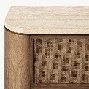 MYHOME 2025 Meuble de chambre à coucher moderne de luxe antique à <span class=keywords><strong>5</strong></span> <span class=keywords><strong>tiroirs</strong></span> en bois de chêne massif avec dessus en travertin pour le salon - Product Image 4