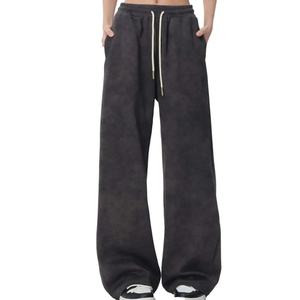 กางเกงวอร์มขายส่งแบบ OEM ทรงหลวม ขากว้าง สไตล์ลำลองสำหรับผู้หญิง ล้างสีแบบ Acid Wash เหมาะสำหรับทำงานและกิจกรรมกลางแจ้ง มีเชือกผูกเอว - Product Image 4