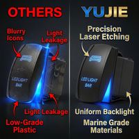 Interrupteur à bascule 5 broches étanche IP66 de qualité marine, anti-corrosion, avec LED, personnalisable avec logo laser pour camping-car, bateau, camion, Jeep