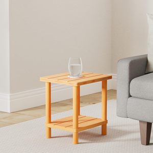 Solid <b>Wood</b> Side <b>Table</b> Double Layer Coffee <b>Table</b> Modern Minimalist Living Room Storage Shelf <b>Small</b> Apartment Furniture - Product Image 2