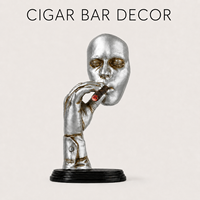 Statue d'ornement en résine argentée Art Déco, motif homme tenant un cigare, pour bar à cigares de mariage, décoration de table, cadeau pour homme, pour bar à domicile, fabrication en gros