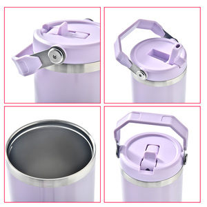 Vaso térmico de acero inoxidable de doble pared con asa, estilo americano, sublimación mate, colores macaron, con pajita abatible, para exteriores - Product Image 2