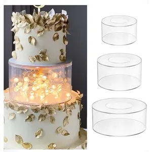 New Modern Round Acrylic Cake Separator Square Wedding Clear Acrylic Cake Separator
