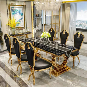 <span class=keywords><strong>Table</strong></span> à <span class=keywords><strong>manger</strong></span> de luxe élégante en marbre avec structure métallique, conçue par un fabricant, <span class=keywords><strong>pour</strong></span> 6 <span class=keywords><strong>personnes</strong></span> - Product Image 3