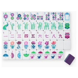 Juego de Mesa Texturizado, Colorido y Resistente a los Arañazos, Mahjong de Cuatro Capas con Patrón Morado, Fichas de Mahjong Americanas - Product Image 2