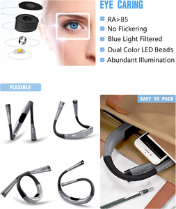 Luz de Lectura LED Flexible para el Cuello Glocusent, Recargable por USB Tipo C, con Brillo Regulable y Ajustable - Product Image 4