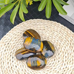 Pierre de paume œil de tigre jaune naturel polie en gros, cristal de guérison, pierre de méditation pour le pouce, idéale pour un cadeau de vacances - Product Image 3