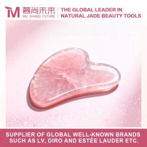 Mini Pietra Guasha a Forma di Cuore per la Cura della Pelle, Etichetta Privata Personalizzata, Tavoletta per Massaggio Viso in Quarzo Rosa Naturale, Colore Rosa - Product Image 1