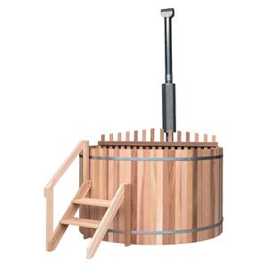 Bain à remous en bois chauffé au bois et accessoires pour bain à remous en baril extérieur en cèdre rouge - Product Image 2