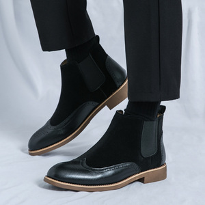 รองเท้าบูทหนังทรงโบรกปลายแหลมแบบแกะสลัก ปี 2026 แฟชั่นทั้งแบบทางการและลำลอง รองเท้าบูทหุ้มข้อสูง - Product Image 4