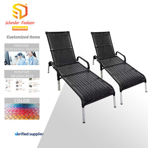 Kit d'extérieur 2 chaises longues inclinables en alliage d'aluminium, chaise de plage (<span class=keywords><strong>noir</strong></span>) - Product Image 1